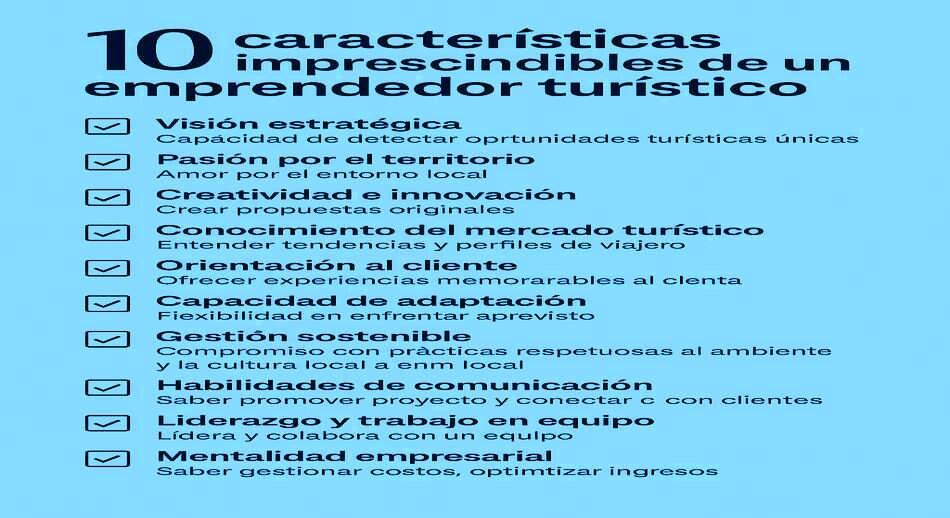  10 características esenciales que todo emprendedor turístico necesita dominar 