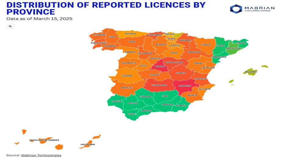 2 Distribution of reported licences by province