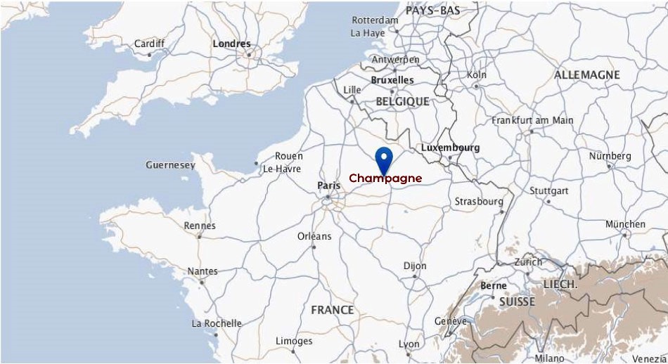Enoturismo en la región Champagne - mapa
