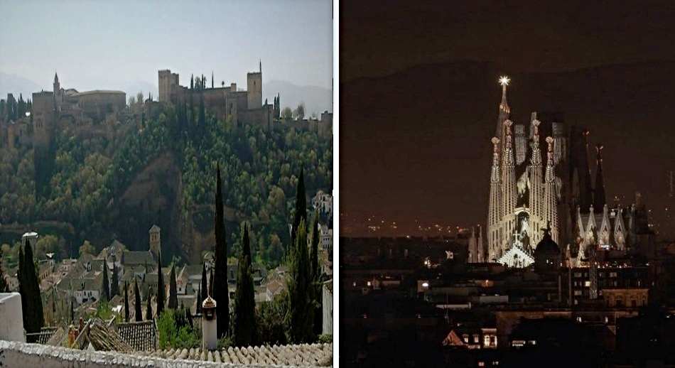 Collage Sagrada Familia Barcelona y Alhambra de Granada 1