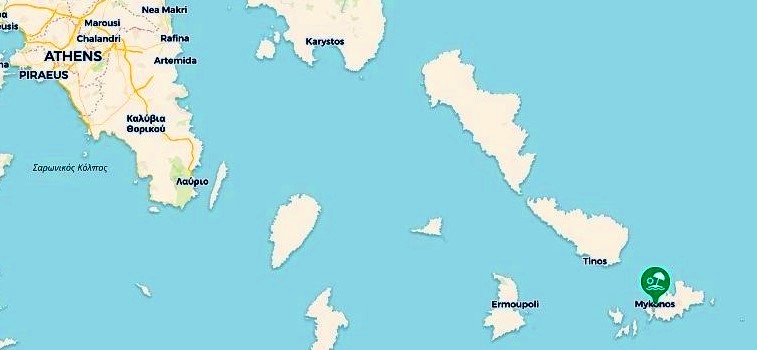 Mykonos turismo dia y noche mapa