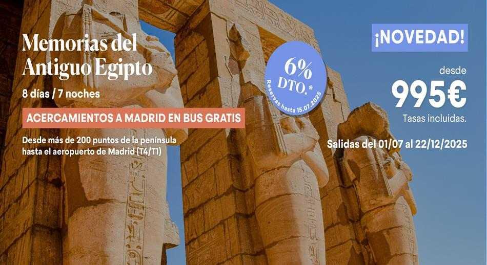 Cinco Estrellas Club ofrece traslados gratuitos para viajar a Egipto desde toda la península