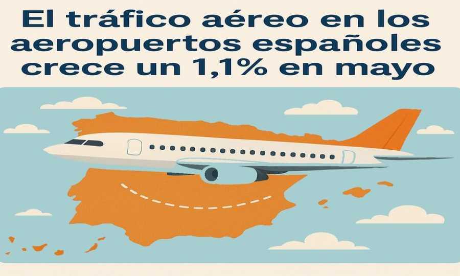 El tráfico aéreo en los aeropuertos españoles crece un 1,1% en mayo