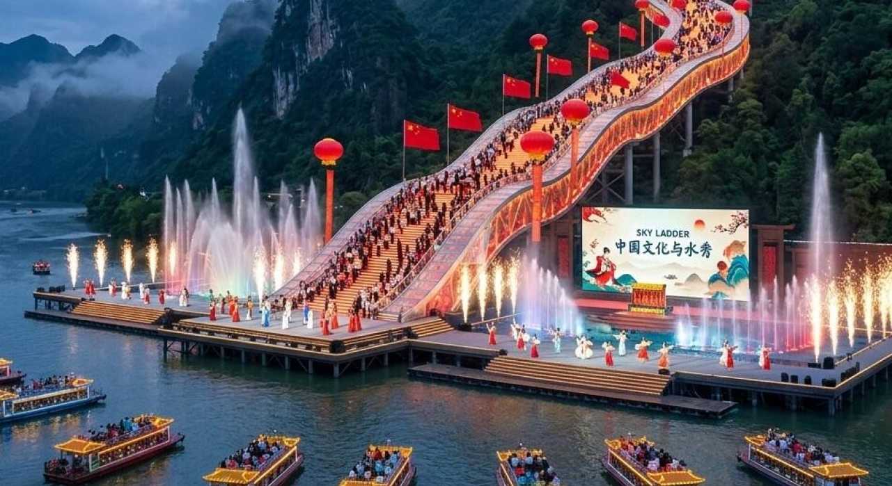 La Sky Ladder: el espectáculo acuático y cultural de China