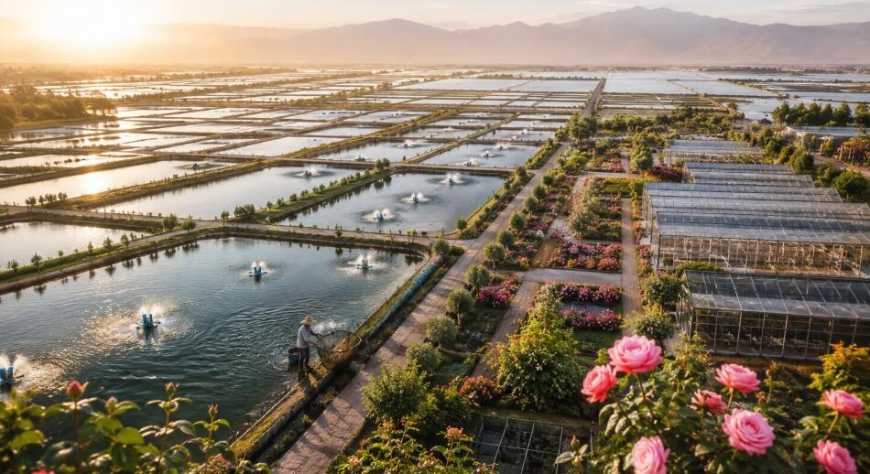 China crea  piscifactorías en el desierto y las  alterna  con rosas