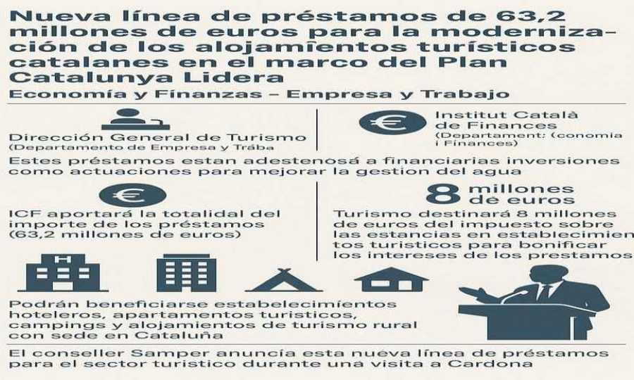 Nueva línea de préstamos de 63,2 millones de euros para la modernización de los alojamientos turísticos catalanes en el marco del Plan Catalunya Lidera