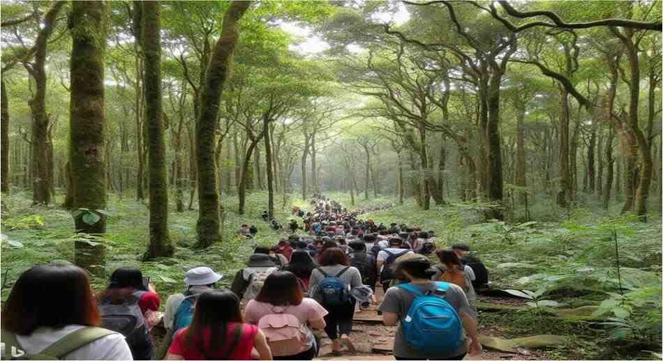 Turistas en plena naturaleza