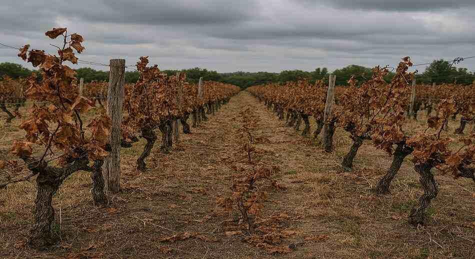 Viñedos afectados por el cambio clímatico en Burdeos. Francia